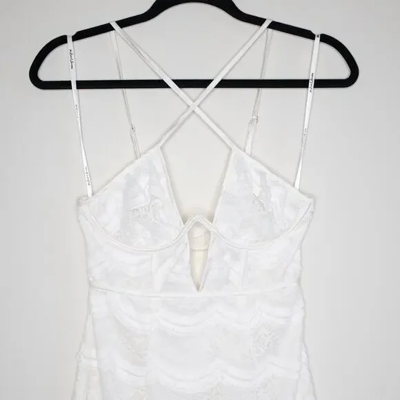 For Love & Lemons Mimi Mini Dress White Lace Strappy Cut Out Corset Backless S - Picture 4 of 6